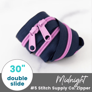 Midnight | 30" Nylon Coil Zipper | *Size #5* with Two Pulls - Emmaline Bags Inc.-Bag Zippers
