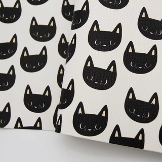 Midnight Meow | Zipper Valley Printed Saffiano Faux Leather | 12" x 52" Pre-Cut (Small) - Emmaline Bags Inc.-Fabric