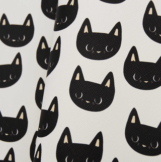 Midnight Meow | Zipper Valley Printed Saffiano Faux Leather | 12" x 52" Pre-Cut (Small) - Emmaline Bags Inc.-Fabric