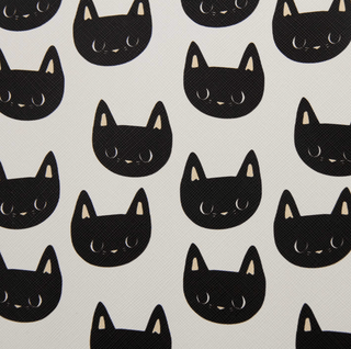 Midnight Meow | Zipper Valley Printed Saffiano Faux Leather | 12" x 52" Pre-Cut (Small) - Emmaline Bags Inc.-Fabric