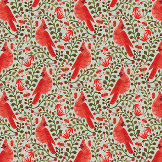 Mint Cardinals (Canvas) | Holiday Classics V by Rifle Paper Co. (¼ Yard) - Emmaline Bags Inc.-Fabric