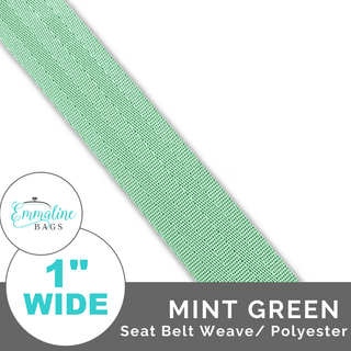 Mint Green - Seat Belt Webbing (Per 1 Yard) - 1" Wide (25 mm) - Emmaline Bags Inc. - Straps & Handles