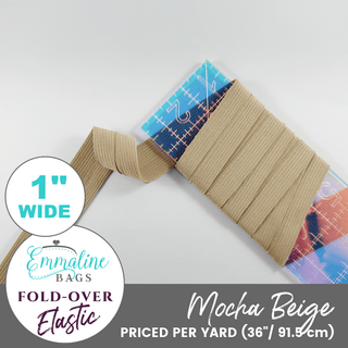 Mocha Beige | Fold-Over Elastic (Per 1 Yard) • 1 " Wide (25 mm) - Emmaline Bags Inc.-Sewing Supplies & Notions