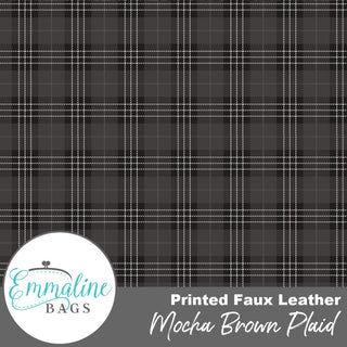 Mocha Brown Plaid | Printed Faux Leather | ½ Yard Pre - Cut (18" x 55") - Emmaline Bags Inc. - Fabric
