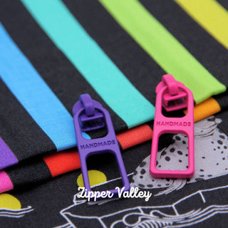 Modern 'Handmade' | Zipper Sliders with Pulls | Size 5 (5 Pack) - Emmaline Bags Inc. - Bag Zippers