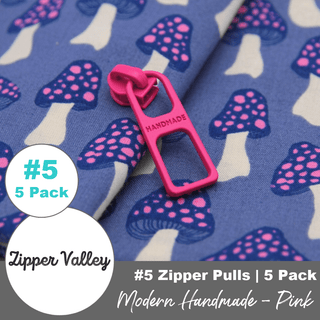 Modern 'Handmade' | Zipper Sliders with Pulls | Size 5 (5 Pack) - Emmaline Bags Inc. - Bag Zippers