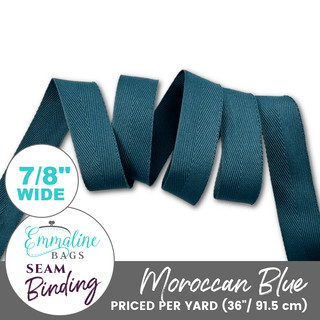 Moroccan Blue | ⅞" (22mm) Binding Tape (Per 1 Yard) - Emmaline Bags Inc.-Sewing Supplies & Notions