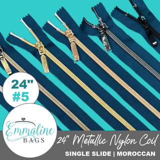 Moroccan Blue | Emmaline 24" Nylon Coil Zipper | *SIZE5* with Rectangle Pull - Emmaline Bags Inc. - Emmaline Zippers