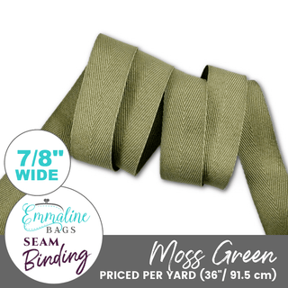 Moss Green | ⅞" (22mm) Binding Tape (Per 1 Yard) - Emmaline Bags Inc.-Sewing Supplies & Notions