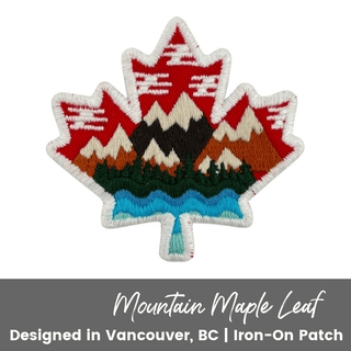 Mountain Maple Leaf Iron-On Patch | Embroidered Canada Patch - Emmaline Bags Inc.-Sewing Supplies & Notions