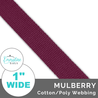 Mulberry | Cotton/Poly Webbing (Per 1 Yard) • 1 " Wide (25 mm) - Emmaline Bags Inc. - Straps & Handles