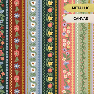 Multi Gemma (Metallic Canvas) | Gracie by Rifle Paper Co. (1/4 Yard) - Emmaline Bags Inc. - Fabric
