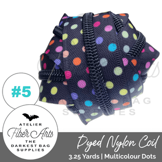 Multicoloured Dots | Nylon Coil Zipper | SIZE5* (3.25 Yards) - Emmaline Bags Inc. - Bag Zippers