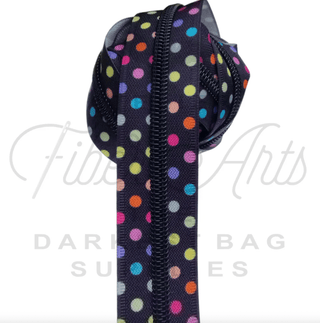 Multicoloured Dots | Nylon Coil Zipper | SIZE5* (3.25 Yards) - Emmaline Bags Inc. - Bag Zippers