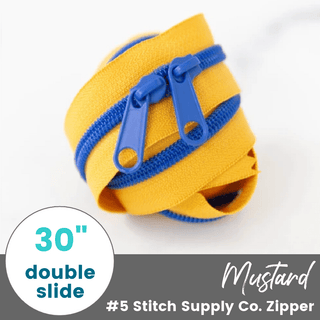 Mustard | 30" Nylon Coil Zipper | *Size #5* with Two Pulls - Emmaline Bags Inc.-Bag Zippers
