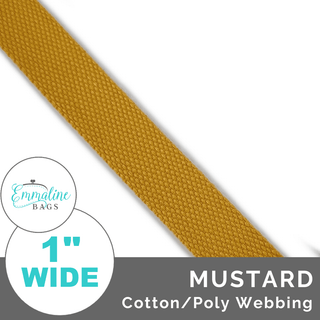Mustard | Cotton/Poly Webbing (Per 1 Yard) • 1 " Wide (25 mm) - Emmaline Bags Inc. - Straps & Handles