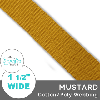 Mustard | Cotton/Poly Webbing (Per 1 Yard) • 1 ½" Wide (38 mm) - Emmaline Bags Inc. - Straps & Handles