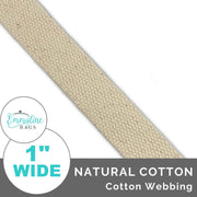 Natural | Cotton Webbing (Per 1 Yard) • 1 " Wide (25 mm)