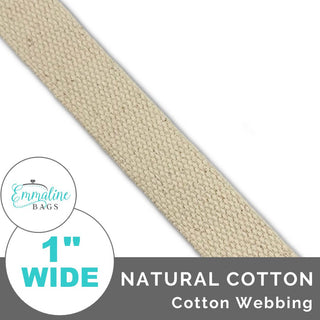 Natural | Cotton Webbing (Per 1 Yard) • 1 " Wide (25 mm) - Emmaline Bags Inc. - Straps & Handles