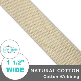 Natural | Cotton Webbing (Per 1 Yard) • 1 ½" Wide (38 mm) - Emmaline Bags Inc. - Straps & Handles