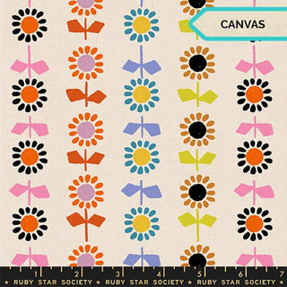 Natural Daisy Stripe (Canvas) // Catnap by Ruby Star Society (1/4 yard) - Emmaline Bags Inc. - Fabric
