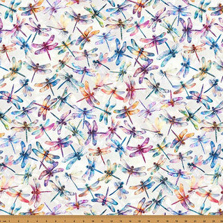 Natural | Wings Over Wildflowers by Hoffman (1/4 Yard) - Emmaline Bags Inc. - Fabric