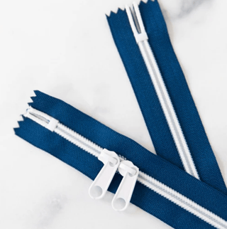 Navy | 30" Nylon Coil Zipper | *Size #5* with Two Pulls - Emmaline Bags Inc.-Bag Zippers
