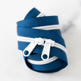 Navy | 30" Nylon Coil Zipper | *Size #5* with Two Pulls - Emmaline Bags Inc.-Bag Zippers