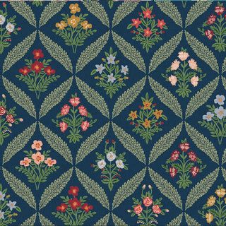 Navy Estee Garden (Canvas) | Dahlia by Rifle Paper (1/4 Yard) - Emmaline Bags Inc. - Fabric