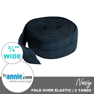 Navy | Fold Over Elastic | ¾" (20 mm) (2 Yard Package) - Emmaline Bags Inc.-Sewing Supplies & Notions