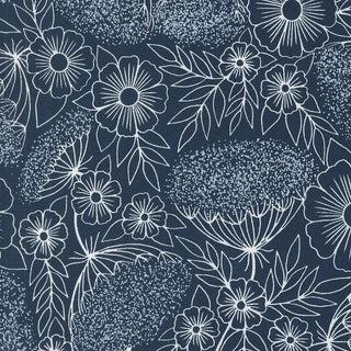 Navy Queen Anne's Lace // Field of Flowers (1/4 yard) - Emmaline Bags Inc.