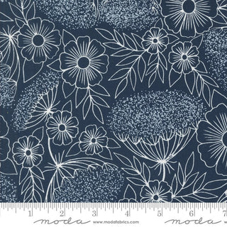 Navy Queen Anne's Lace // Field of Flowers (1/4 yard) - Emmaline Bags Inc.