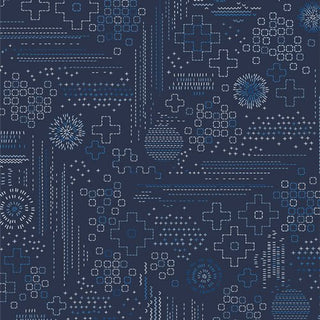 NAVY - Sashiko Craft Kurai // Inkperfect for Art Gallery Fabrics - (1/4 yard) - Emmaline Bags Inc.