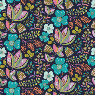 Navy Wild Bouquet | Camouflage for FIGO (1/4 Yard) - Emmaline Bags Inc. - Fabric