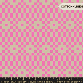 Neon Pink Bitmapped (Linen) | LoFi Linens by Ruby Star Society (¼ Yard) - Emmaline Bags Inc.-Fabric