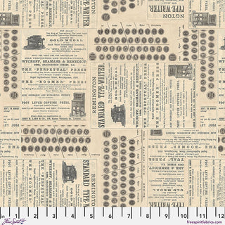 Neutral Typewriter (Canvas) | Tim Holtz Eclectic Elements | Palette Canvas Cloth (¼ Yard) - Emmaline Bags Inc.-Fabric