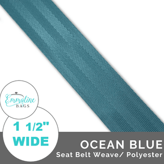 Ocean Blue - Seat Belt Webbing (Per 1 Yard) • 1 1/2" Wide (38 mm) - Emmaline Bags Inc. - Straps & Handles