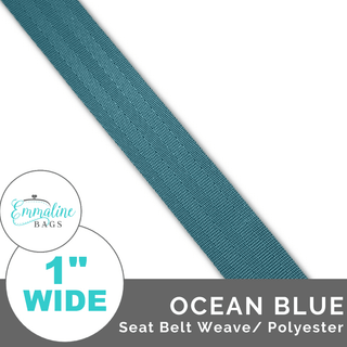 Ocean Blue - Seat Belt Webbing (Per 1 Yard) - 1" Wide (25 mm) - Emmaline Bags Inc. - Straps & Handles