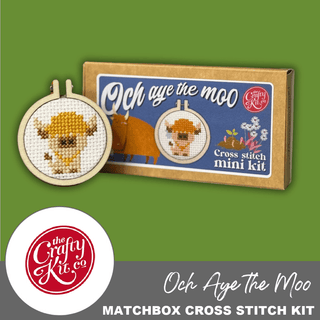 'och Aye the Moo' | Mini Matchbox Cross Stitch Kit - Emmaline Bags Inc. - Sewing Supplies & Notions