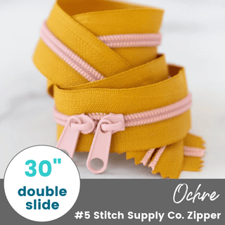 Ochre | 30" Nylon Coil Zipper | *Size #5* with Two Pulls - Emmaline Bags Inc.-Bag Zippers