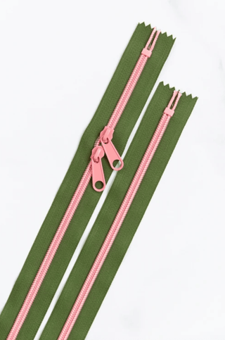 Olive Blossom | 30" Nylon Coil Zipper | *Size #5* with Two Pulls - Emmaline Bags Inc.-Bag Zippers