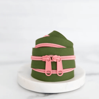 Olive Blossom | 30" Nylon Coil Zipper | *Size #5* with Two Pulls - Emmaline Bags Inc.-Bag Zippers