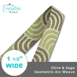 Olive & Sage Geometric Arc Weave • 1 1/2" (38mm) Wide (Per 1 Yard) - Emmaline Bags Inc. - Straps & Handles