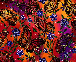 Orange Butterflies // Butterflies & Dragonflies (1/4 yard) - Emmaline Bags Inc. - Fabric