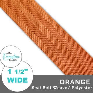 Orange - Seat Belt Webbing (Per 1 Yard) • 1 1/2" Wide (38 mm) - Emmaline Bags Inc. - Straps & Handles