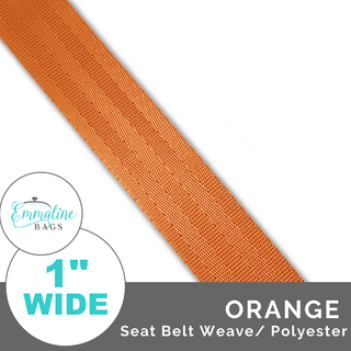 Orange - Seat Belt Webbing (Per 1 Yard) - 1" Wide (25 mm) - Emmaline Bags Inc. - Straps & Handles