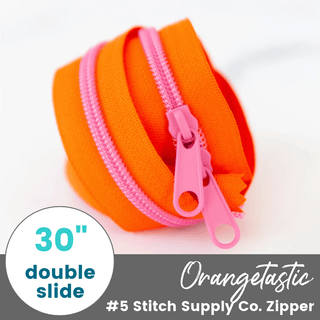 Orangetastic | 30" Nylon Coil Zipper | *Size #5* with Two Pulls - Emmaline Bags Inc.-Bag Zippers