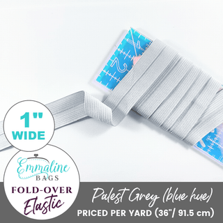 Palest Grey (blue hue) | Fold-Over Elastic (Per 1 Yard) • 1 " Wide (25 mm) - Emmaline Bags Inc.-Sewing Supplies & Notions