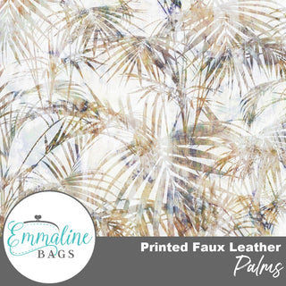 Palms | Printed Faux Leather | ½ Yard Pre - Cut (18" x 55") - Emmaline Bags Inc. - Fabric
