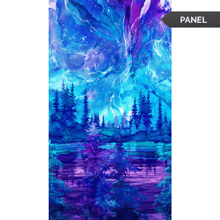 PANEL - Trees in Multi Blue • Illuminations by Northcott Studio (43"x24") - Emmaline Bags Inc.